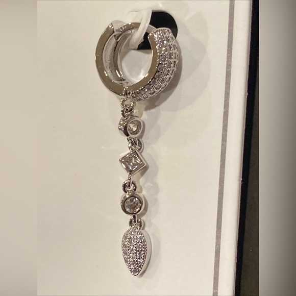 Sterling Forever Malik Drop Rhodium Plated Hoop Earrings - Picture 5 of 9